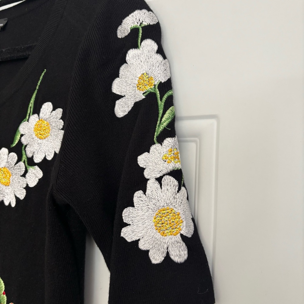 INC International Concepts Black Daisy/ Rose Embroidered Knit Dress, Size Small - Picture 7 of 14